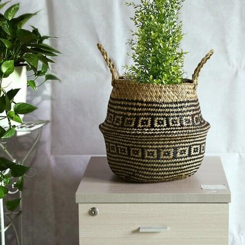 Toy Storage Basket Laundary Clothes Sundries Organization Wicker Seagrass Storage Box Organizer Plant Basket Home Garden Decor