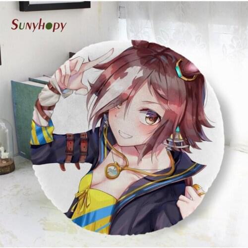 Uma Musume Round Decorative Cushion Cover Home Decor Peach Skin Pillowcase For Sofa 40cm50cm60cm In Diameter-WJY