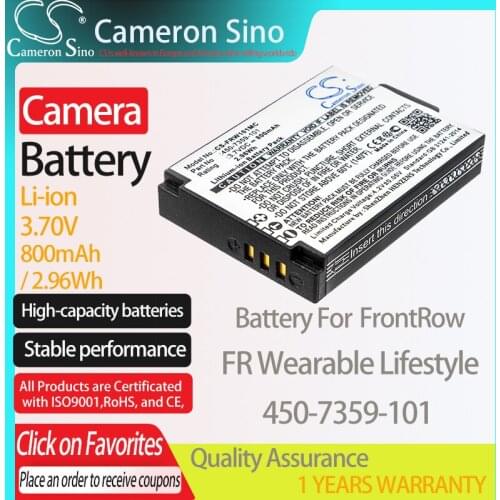 CameronSino Battery for FrontRow FR Wearable Lifestyle fits FrontRow 450-7359-101 camera battery 800mAh/2.96Wh 3.70V Li-ion