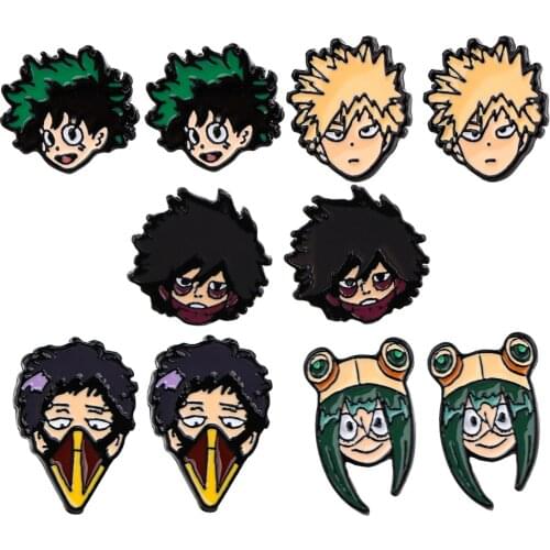 LT698 Japanese Anime My Hero Academia Icons Unusual Pierce Ear Stud Earrings For Womans Enamel Earings Fashion Jewelry 2021