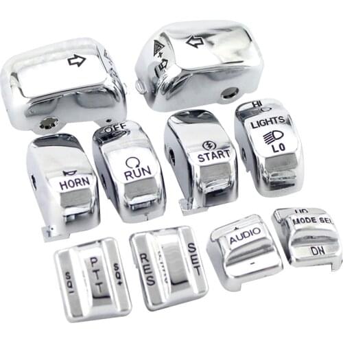 Motorcycle Chrome Hand Control Switch Housing Caps Switch Cap Kit Fit For Harley Electra Street Glide Models 1996-2013