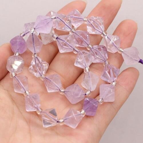 Natural Stone Semi-precious Stones Irregular Diamond Beaded DIY Making Necklace Bracelet Gift Specification-10 mm Amethyst
