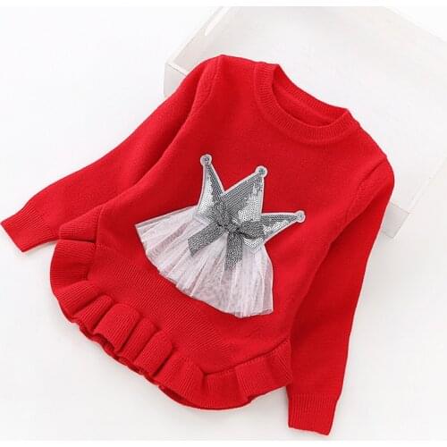 2016 new childrens clothing girls sweater round neck pullover sweaters 8025