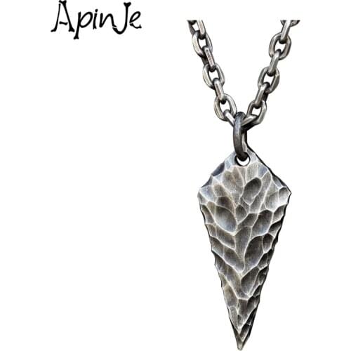 Apinje 925 Sterling Silver Pendant Necklace For Men Cone Punk Fashion Jewelry