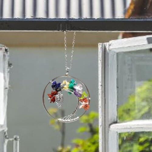 Natural Stone Tree Of Life Pendulum Pendant Necklace For Women Healing Crystal Necklaces Pendants Reiki Jewelry