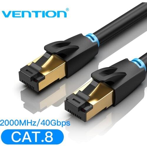 Vention Cat8 Ethernet Cable SFTP 40Gbps Super Speed RJ45 Network Cable Gold Plated Connector for Router Modem CAT 8 Lan Cable