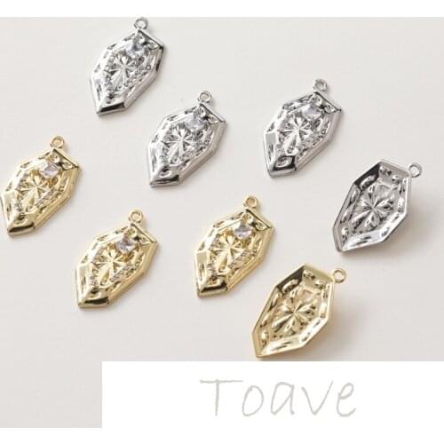 14K gold-plated copper plated real gold color preservation shield cross pendant diy earring material accessories