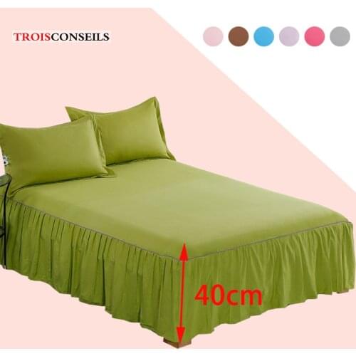 100% Cotton Bedding Solid Ruffled Bed Skirt Pillowcases Green Bed Sheets Mattress Cover King Queen Full Twin Size Bed Cover