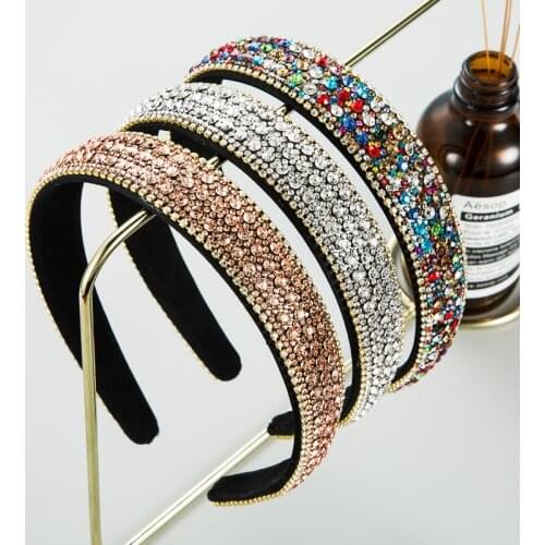Crystal Headbands Fashion Hair Hoop Bands Bezel Luxurious Rhinestones Sponge Hairbands Women Hair Accessories Headdress