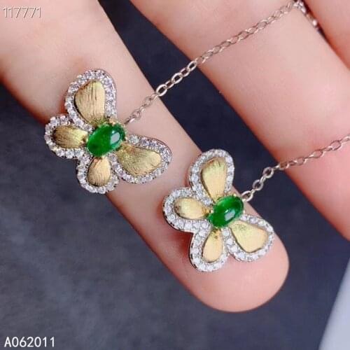 KJJEAXCMY fine jewelry natural Emerald 925 sterling silver popular girl new gemstone earrings Earbob support test