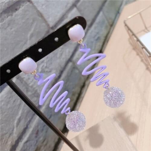 2021 New Arrival Fashion Purple Crystal Dangle Earring Long Earring Korean Fashion Trendy Earrings for Women Girls