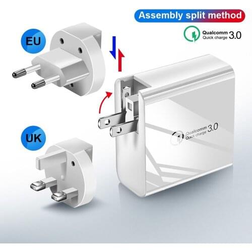 3 In1 Plug 48W Quick Charger Type C USB PD Charger 5A USB Type C To USB C PD Cable QC 3.0 Fast Wall Charger US EU Plug Adapter