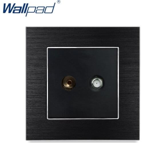 Satellite Television Socket Wallpad Luxury Satin Metal Panel Electric Wall SAT TV Socket Electrical Outlets For Home