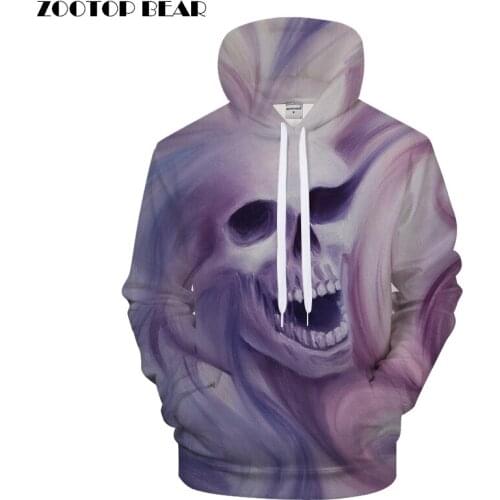 Draw Skull 3D Print Hoodies Men Women Tracksuit Summer Funny Long Sleeve Sweatshirt Pullover Coat 2018 New Drop Ship ZOOTOP BEAR