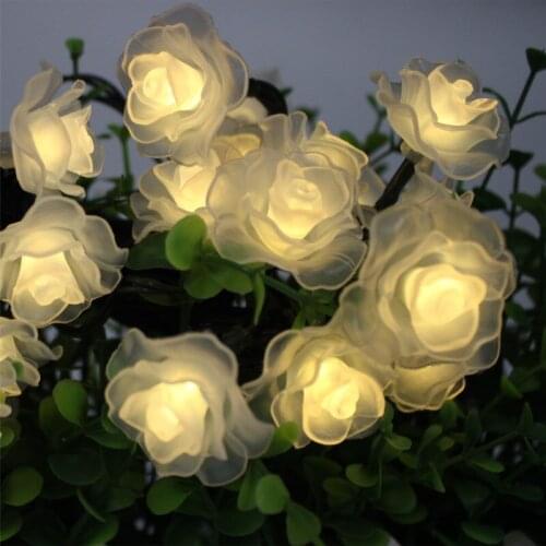 20/50/100LED Rose Solar Led Light Outdoor Garland Festoon Led String Lights Christmas Decoration for Home Wedding Fairy Lights