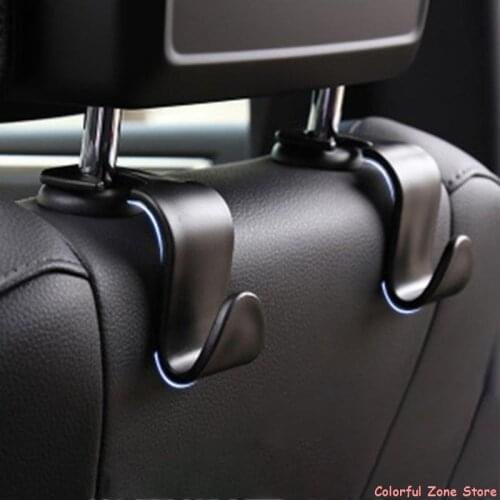 2pcs Universal Car Headrest Back Seat Hook Seat Hanger Vehicle Organizer Holder for Handbags Purses Coats and Grocery Bag