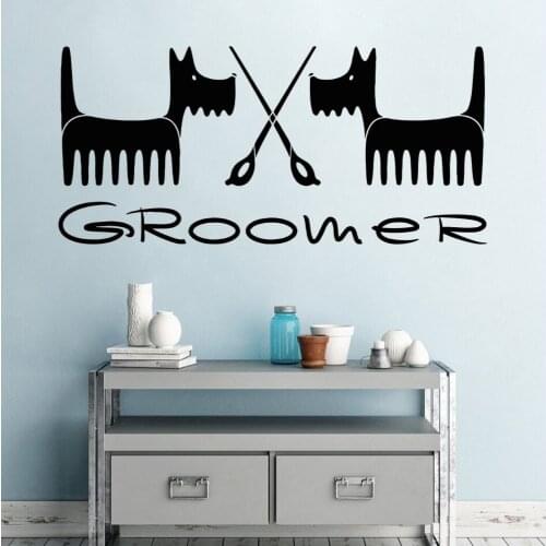 Dog Groomer Silhouette Wall Art Vinyl Sticker Decal For Pet Store Decoration Removable A001875