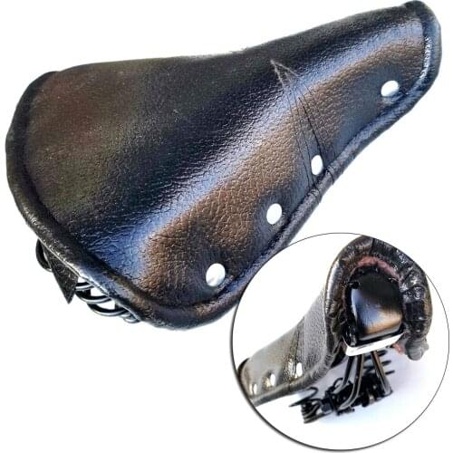 Vintage Leather Bicycle Saddle Comfortable Soft Spring Cycling Bike Wide Seat Shockproof Bicycle Saddle Durable Parts Accessory