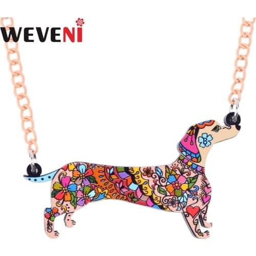 WEVENI Original Acrylic Dachshund Dog Choker Necklace Pendant Collar Chain Hot Trendy Wholesale Bijoux Jewelry For Women