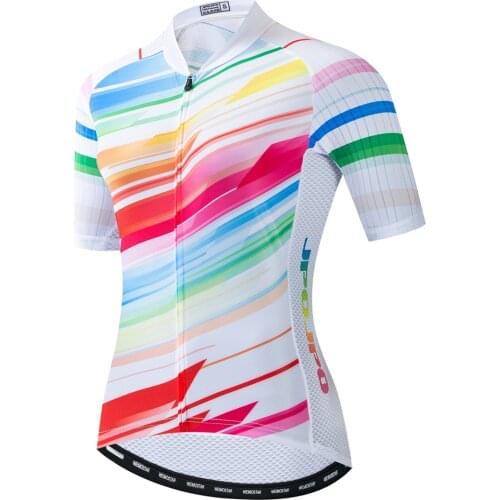 Women Cycling Jersey Short Sleeve mtb Shirts Tops Mountain Bicycle Clothing Breathable Back Reflective Strips With 4 Pockets