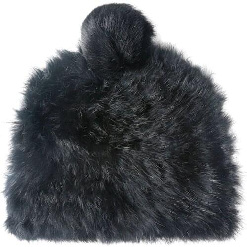 Female Winter Wool Pom Pom Beanie Hat Cap Winter Hat Women Hat Real Fur Beanies Cap Hat Women Thick Skullies Beanies
