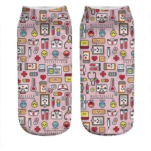 Womens socks kawaii Proud To Be a Nurse Pink Printed Socks Woman harajuku Happy Funny Novelty cute girl gift Socks for women