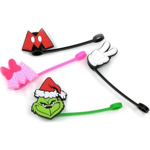 1PCS PVC cute cartoon sign Silicone Straw cap straw charms Drinking Dust Cap Splash Proof Plugs Cover Creative Cup Accessories