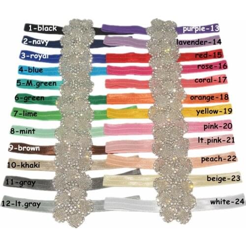10 pcs / lot , Rhinestone button Applique with elastic Fold Over elastic Hair Accessories headband