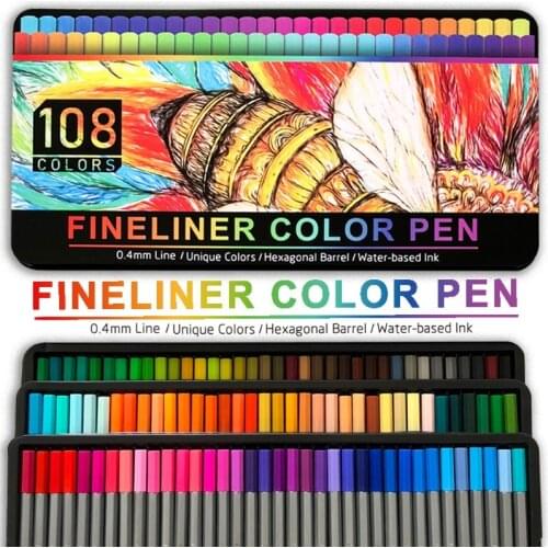 108 Fineliner Pens Colored Fine Tip Markers 0.4 mm Fine Point Pens Felt Tip Pens L4MD