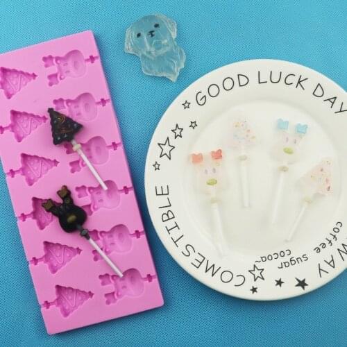 12 Christmas Tree Elk Silicone Lollipop Mold, Chocolate Mold, with 20 Sticks, Easy To Demold Silicone Molds