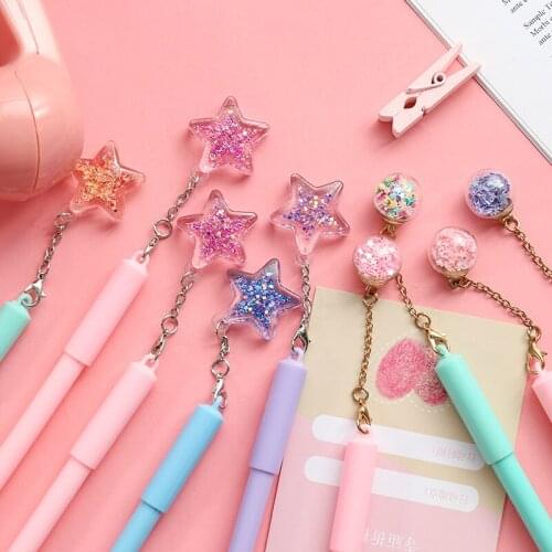 24PCS Korean Cute Creative Gel Pen Couple Fairy Net Red Pendant Pendant Pen Wind Chimes Black Pen Stationery
