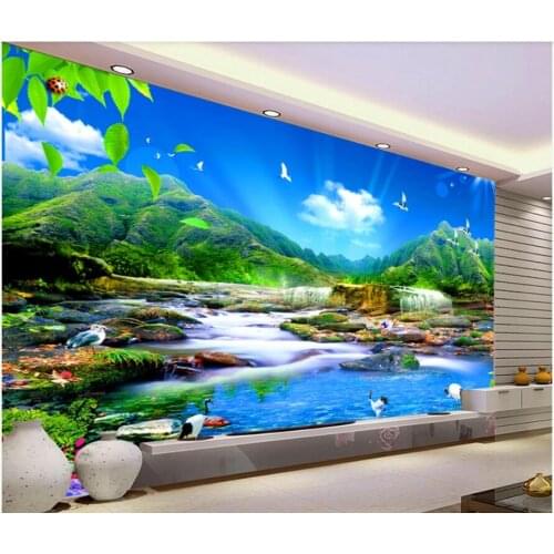 WDBH Custom photo 3d wallpaper Beautiful scenery of green mountains and green water room 3d wall murals wallpaper for walls 3 d