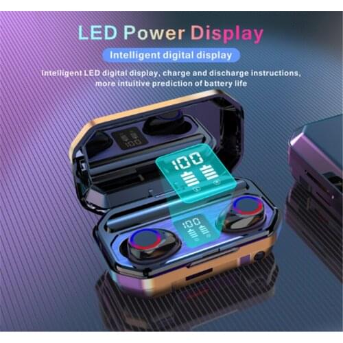 9D Stereo Wireless Bluetooth 5.0 Earphone With Dual Mic and LED Display Sports Waterproof Headsets Music Earbuds For Phone