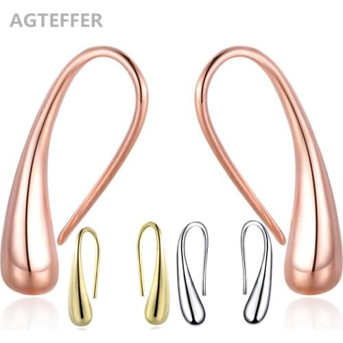 AGTEFFER 925 Silver/Pink Gold/Black Earring Fashion Jewelry Teardrop/Water Drop/Raindrop Swing Earrings for Womens Jewelry