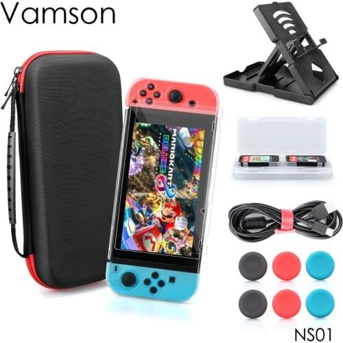 Vamson for Nintendo Switch Accessories Portable Travel Hard Shell Case Transparent Cover for Nintend NS NX Storage Bag NS01