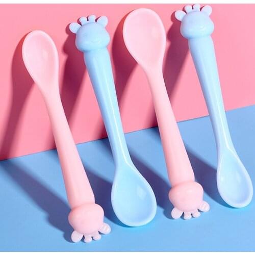 Baby silicone spoon deer shape cartoon Spoon Baby Feeding safety non slip tableware spoon training spoon