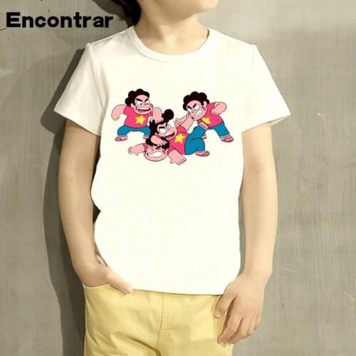 Kids Steven Universe Quadruplets Fight Design T Shirt Boys/Girls Great Casual Short Sleeve Tops Children Cute T-Shirt,HKP5052