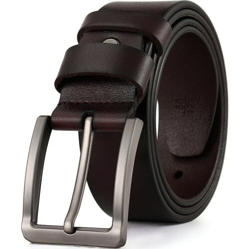 GOURS Men Genuine Leather Belts High Quality Black Pin Buckle Jeans Belt Cowskin Casual Belts Business Cowboy Waistband GPDM012