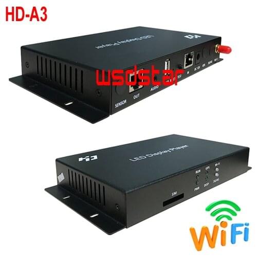 HUIDU HD-A3+WIFI Module HD A3 HD-A3W USB port full color Async LED controller LED display player box 1024*512 pixel