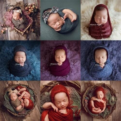 Jane Z Ann Morandi Color Newborn Lightweight Texture Mohair Knit Children Photography Hat Wrap studio shooting Props