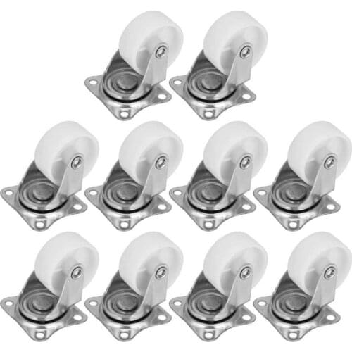 10Pcs Furniture Caster White PP Universal Casters Wheels Replacement for Cabinet Bookshelf Baby Crib Furniture