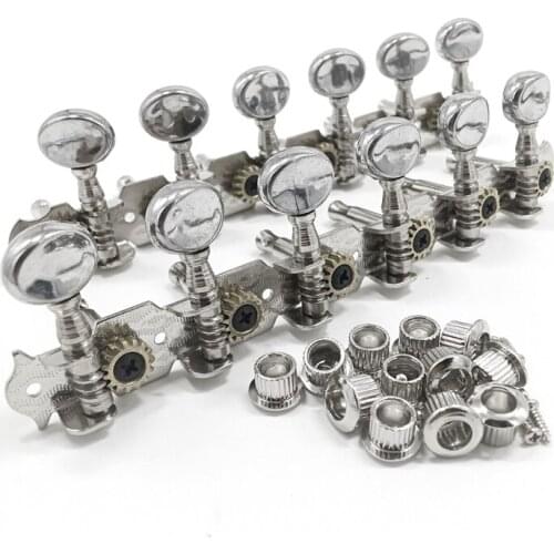 6L 6R Tuning Pegs Tuners Machine Heads String Tuning Pegs for 12 String Acoustic Guitar Accessory Part Silver