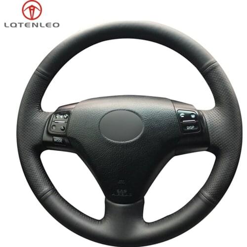 LQTENLEO Black Genuine Leather DIY Hand-stitched Car Steering Wheel Cover For Lexus ES250 ES330 2004 2005 GS300 GS430 2004-2007