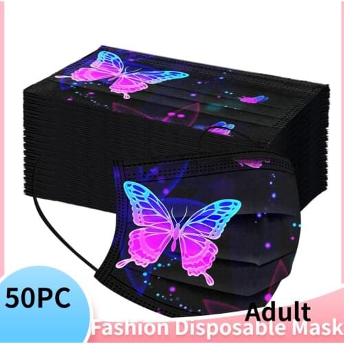 50pc Adult Women Mask Disposable Face Mask Industrial 3Ply Ear Loop Protection Mondmasker Scarf Halloween Cosplay Masque