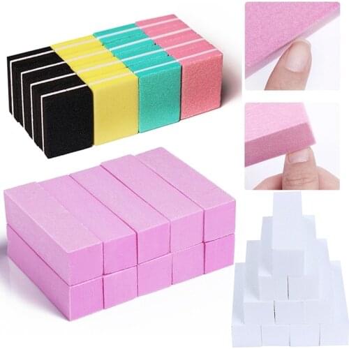 10pcs/lot Mini Sponge Nail File Colorful Sanding Buffer UV Gel Polish Set Block Nail Files Double Side Nagel Nail Art Tools