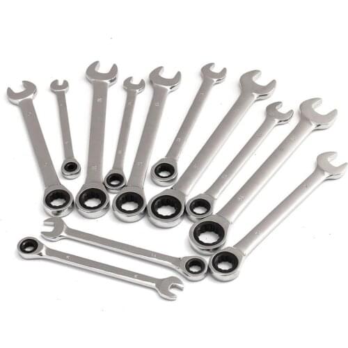 7-32mm Chrome Vanadium Steel Ratchet Combination Wrench Set Torque Gear Spanner Wrenches Set and A Set of Key Hand Tools