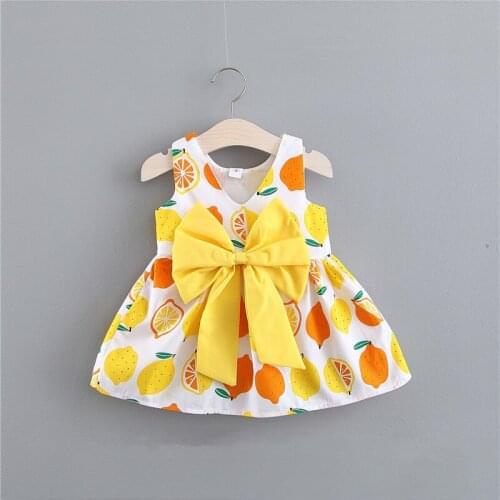 Summer New Sleeveless Cute Girl Dress Toddler Kid Princess Party Dress Print Back Bow Baby Kids Clothes Newborn clothes for girl
