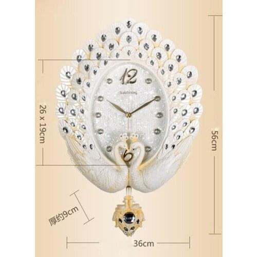 New Wall Clock Living Room European Clock Nordic Peacock Hanging Table Mute Large Retro Bedroom Decoration Creative Wall Clock