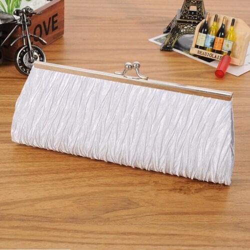 Women Evening Hand Bag Plated Satin Wedding Purse Bridal Party Purse Chain Dinner Day Clutch Elegant Handbag