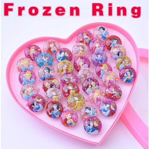 36pcs Frozen Original figure Rings anime cartoon figura action toys lol dolls child birthday gifts for girls 1.5CM